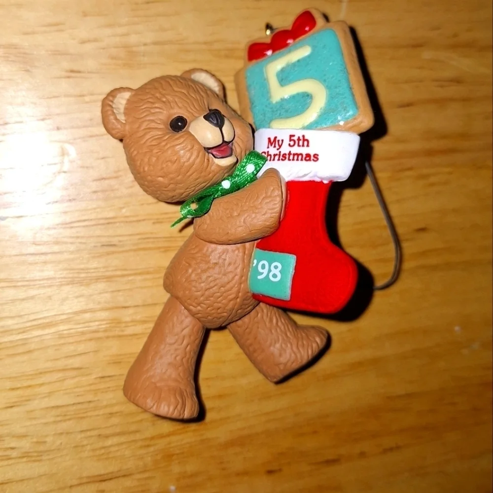A Hallmark Keepsake Ornament Teddy Bear My 5th Christmas.  Pre-loved great shape